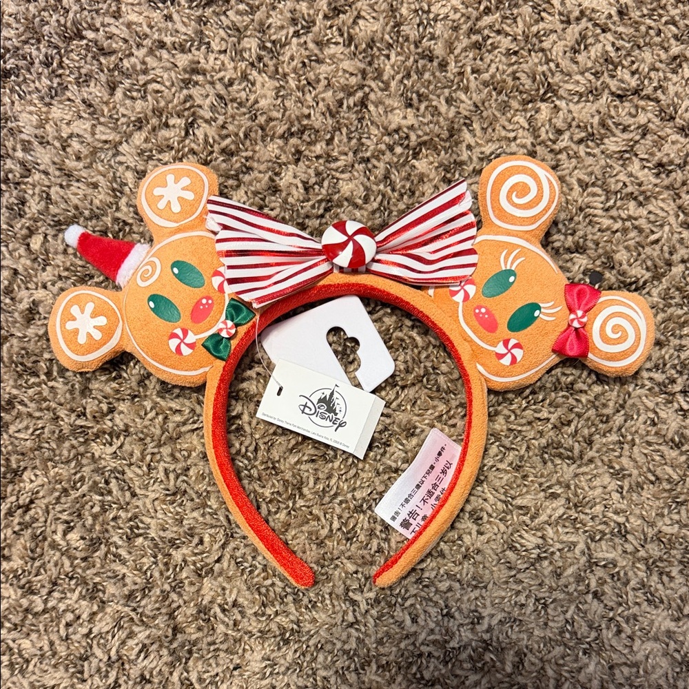 NWT Disney Parks Minnie Ears Headband Christmas Gingerbread Man